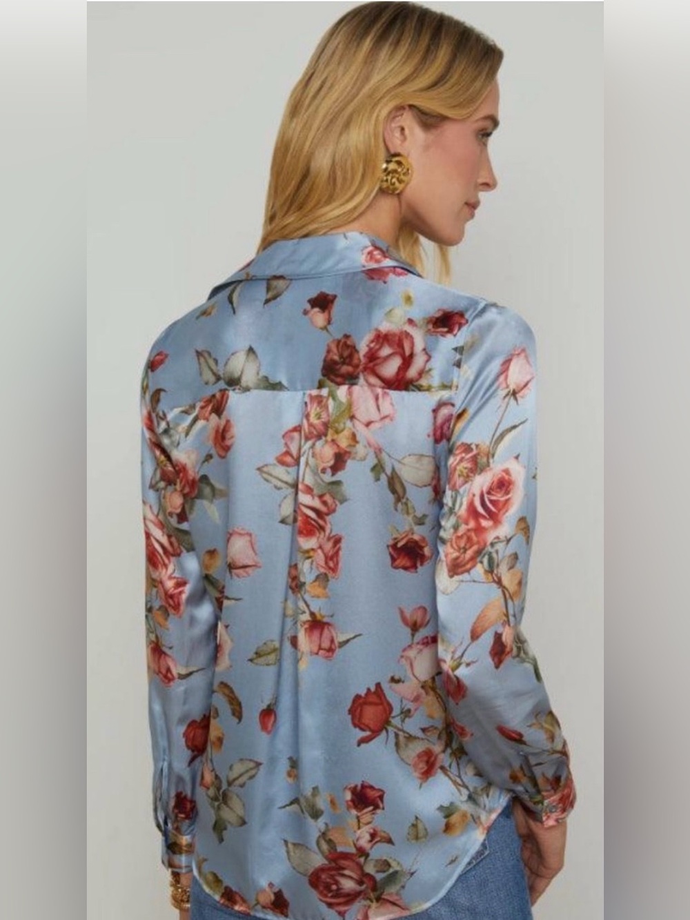 L’AGENCE Tyler Floral Print 100% Silk Blouse - Picture 3 of 4